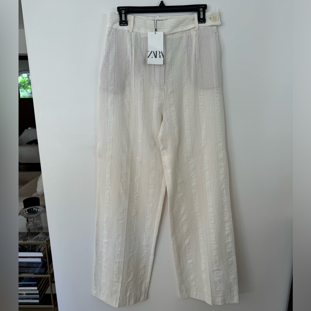Zara Elegant Cream Striped Pants